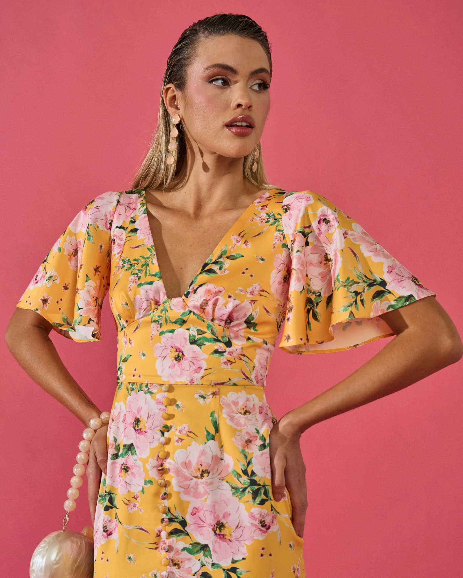 Vestido Carmina Estampado Floral Amarillo - Image 3